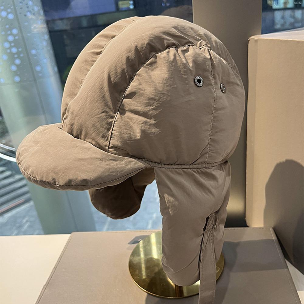 Однотонные утепленные шапки-бомберы Теплые утепленные уши Теплый пуловер Шапка-ушанка Ретро-стиль Корейская версия Лыжная пилотская шапка