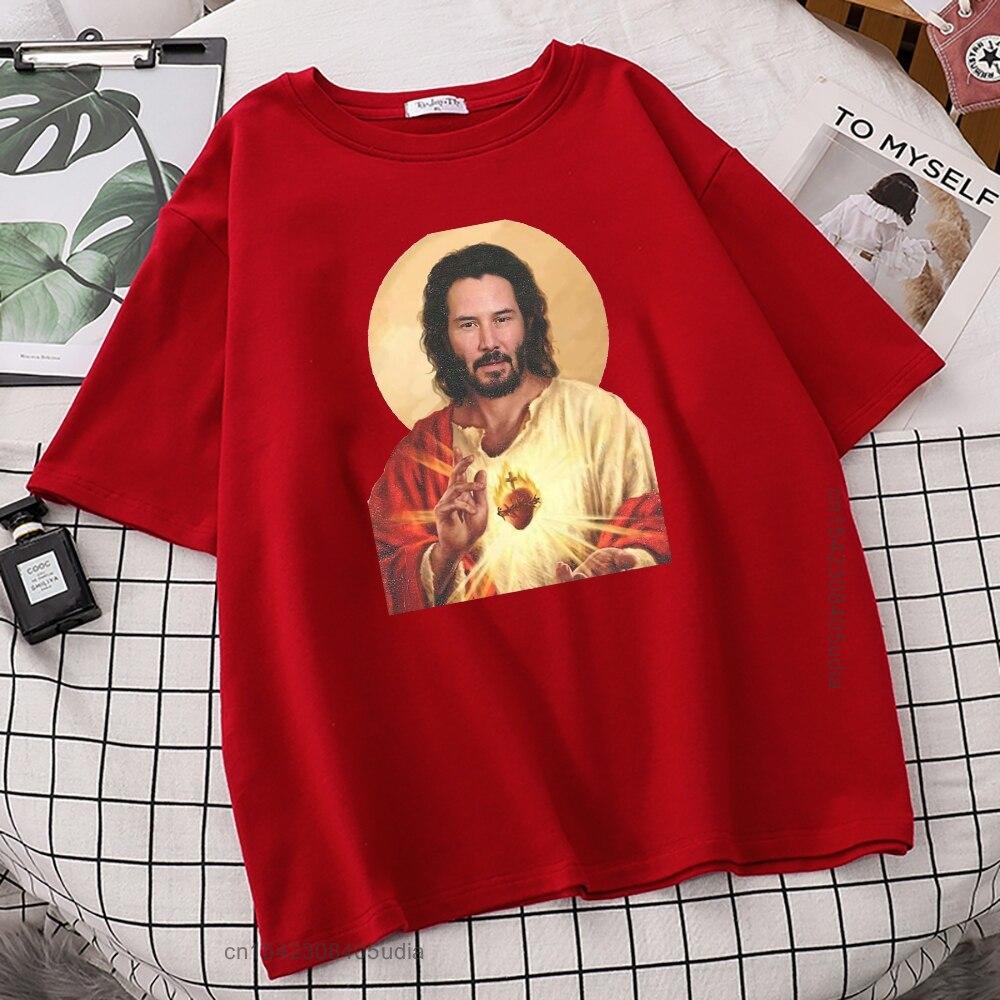 Funny Jesus Keanu Reeves Give You Heart Print Tshirts Fashion Men T Shirt HipHop Brand TShirt Summer Male Causal Tshirts