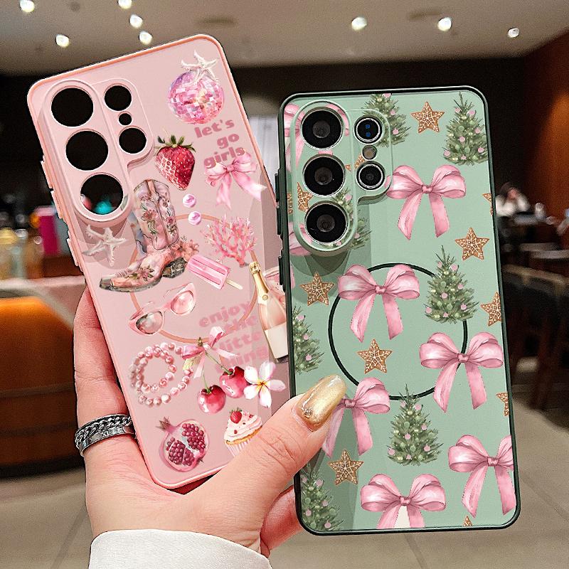 Buntes Schleifenmuster Magnetische Hülle Für Samsung S26 Ultra S25 Edge S24 FE S23 S22 Plus A54 A15 A35 A55 A16 A36 A56 A17 A37 A57 5G Mattes Cover