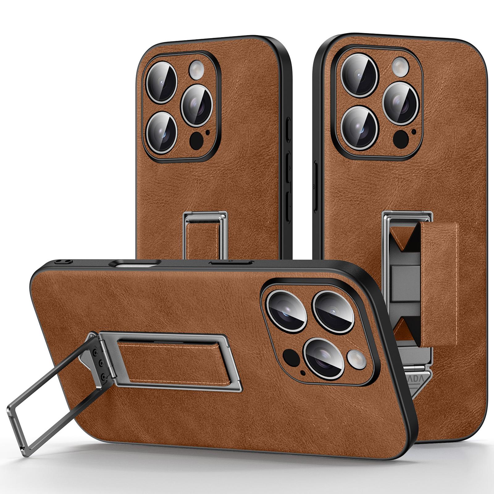 

SULADA For iPhone 16 Pro Kickstand Case with Magnetic Finger Strap TPU + PC + PU Phone Cover