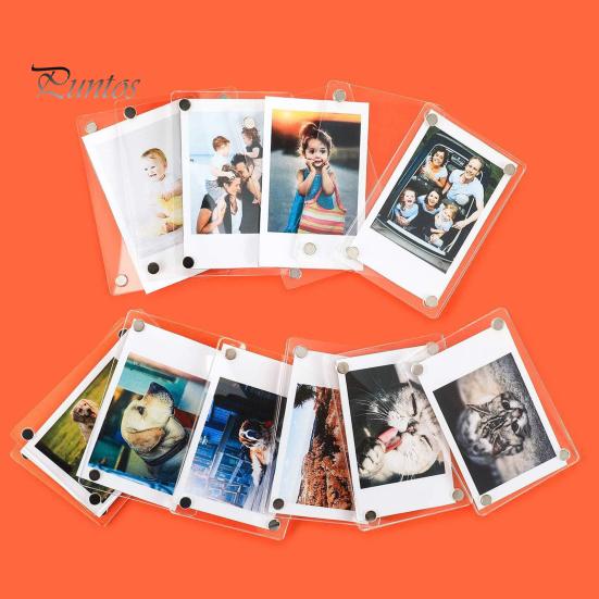 12Pcs Magnetic Photo Frame Refrigerator Magnet Double-sided Clear Acrylic Family Picture Display Frame Home Office Fridge Decoration Photo Holder
