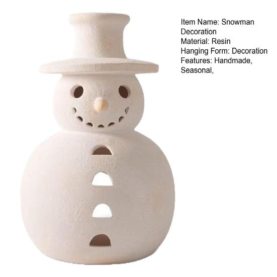 Terracotta Snowman Decor Handcrafted Resin Snowman Figurines Christmas Holiday Rustic Winter Tabletop Decor