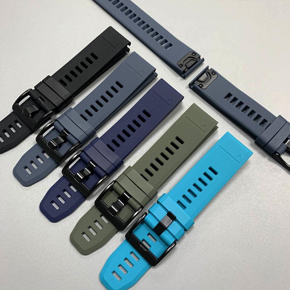 22 26mm Silicone Strap For Garmin Quatix 8/Tactix 8 7Pro/Fenix5 5x Puls 7 7x 6 6x 8 Pro 47mm 51mm/D2 Bravo Quick Fit Sports Band