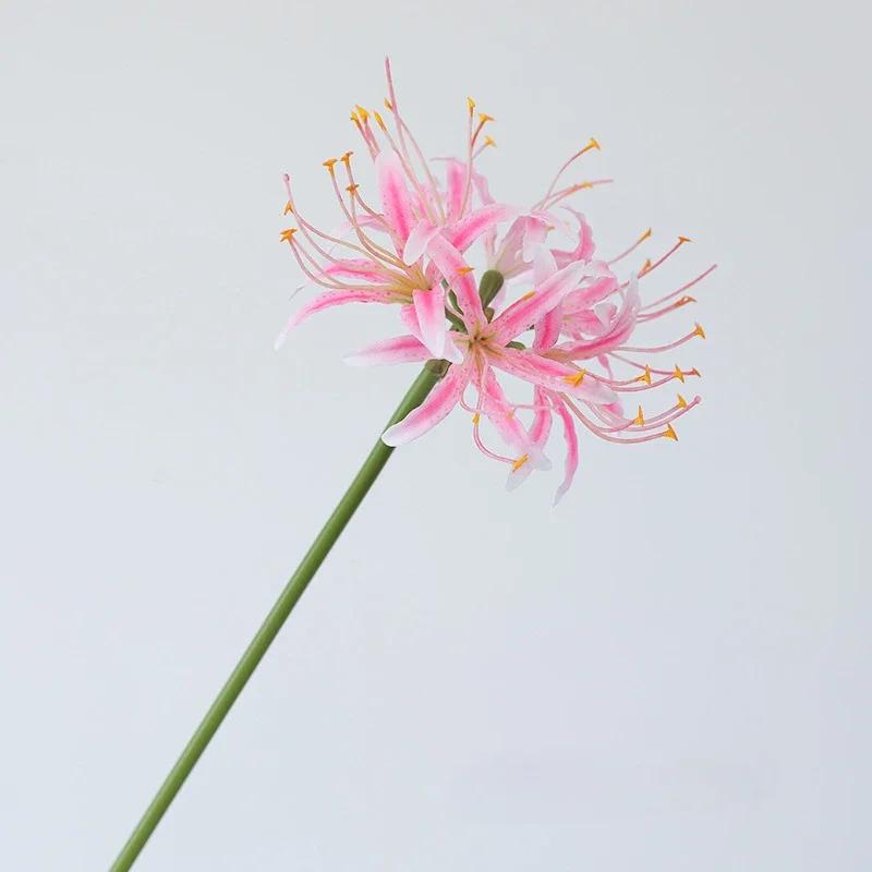 Wedding Decorative Artificial Flowers Silk Red Spider Lily Hall Decoration Simulation Flower 67cm Pink Red Spider Lilies Branch
