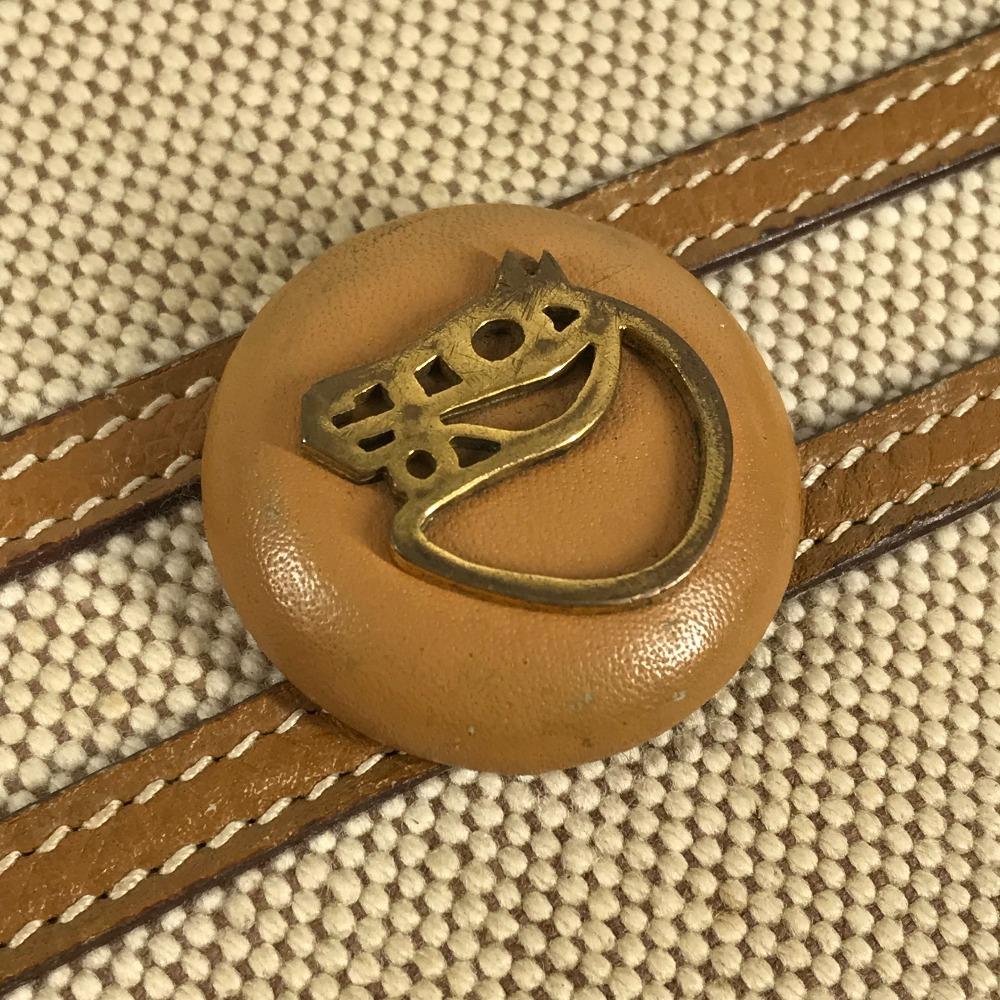 HERMES Horse Cheval Logo Vintage Jockey Crossbody handbag Shoulder Bag Beige