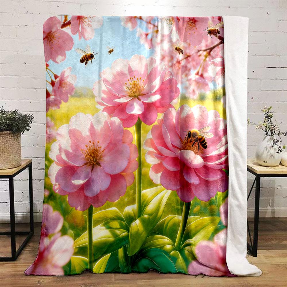 

Multi-Size Beautiful Garden Flowers Printed Blanket, All-Season Multi-Use for Nap Camping Travel Car Sofa Luxury Gifts 75x90cm