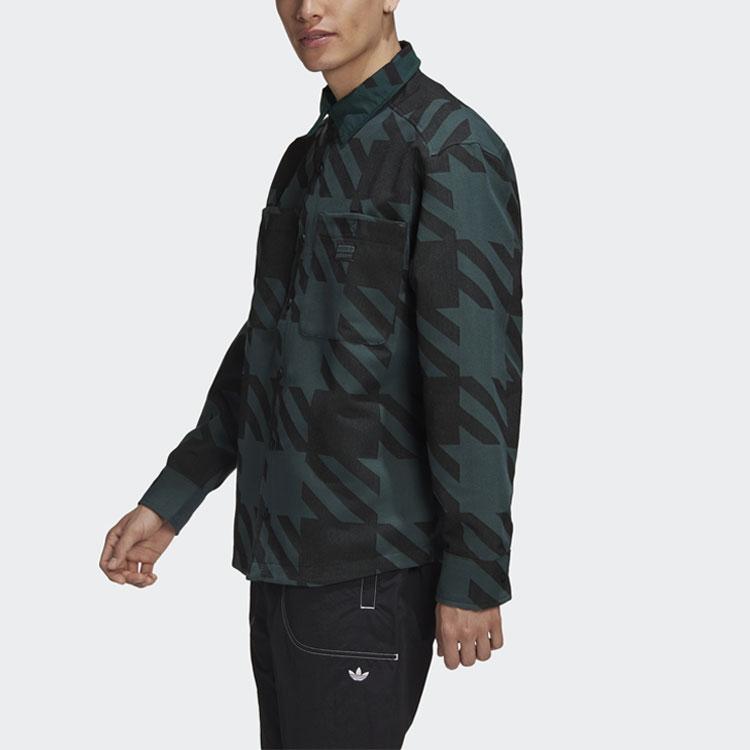 Adidas Originals Fashion Shirt Casual Sports Long Sleeve Polo Shirt Men shirts Black Green GD9345