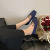 Extravagante Satin-Temperament quadratische Zehenpartie gekreuzte Riemchen vielseitige Ballerinas Frühling und Herbst vielseitige flache Schuhe