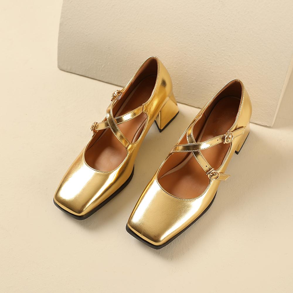 Svart Gull Damepumps Høy Hæl Liten Stor størrelse 32 48