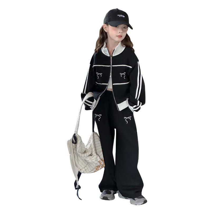 2025 Girls' Fashionable Spring & Autumn Tracksuit: Stylish Jacket for Big Kids