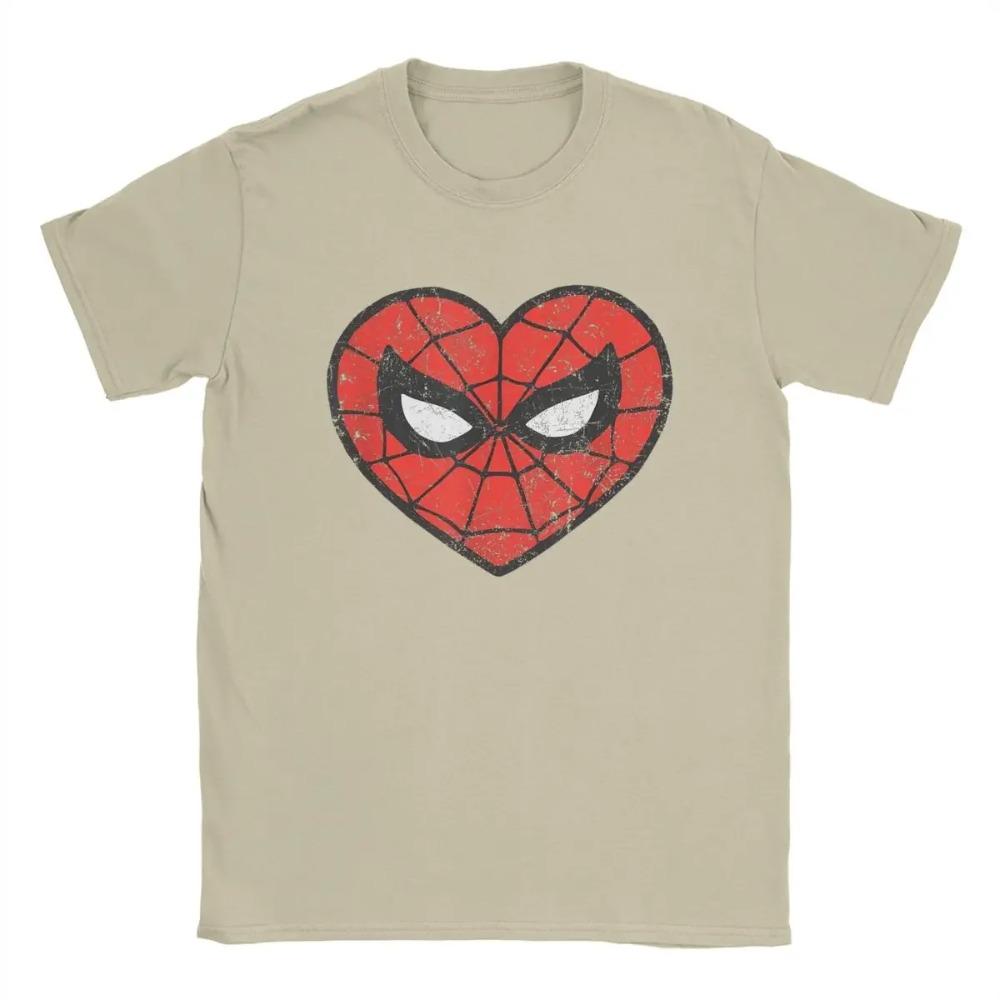 Spider-Man Heart T Shirts for Men 100% Cotton Awesome T-Shirts Crew Neck Tee Shirt Short Sleeve Tops Gift Idea