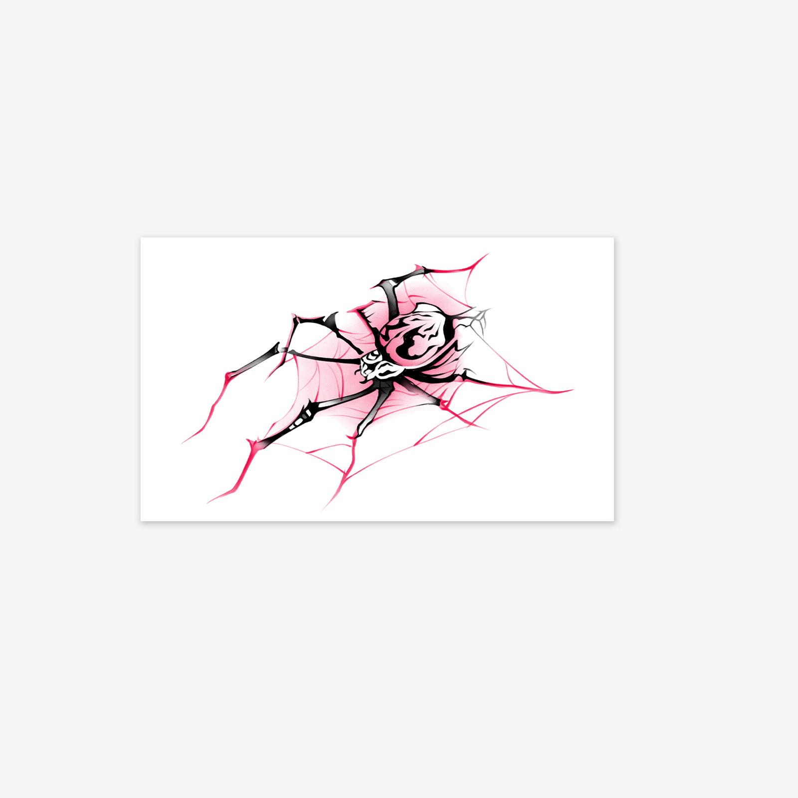 High-Value Personality Dark Hot Girl Y2K Pink Spider Halloween Tattoo Sticker 15*9CM