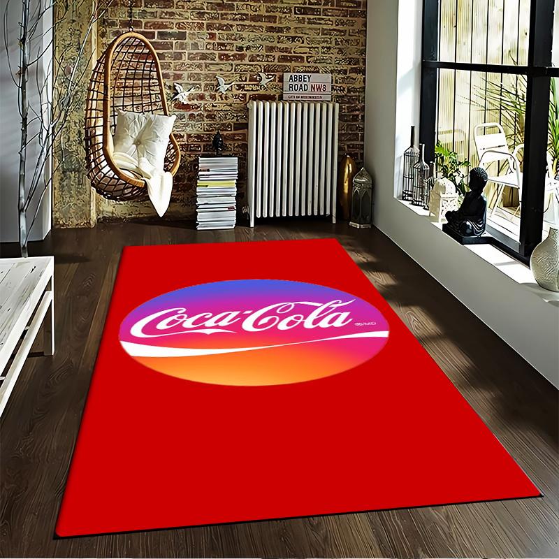 Red Carpet with Classic Coca-Cola Text Logo Design for Home Suitable for Use As an Anti-slip for Living Room Bedroom Sofas