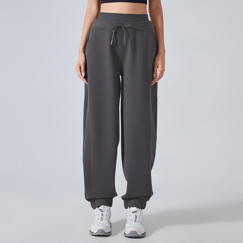 Autumn and Winter Velvet High-waisted Loose Casual Sweatpants Women's Running Sweatpants Tied Feet and Thin Fitness Sweatpants