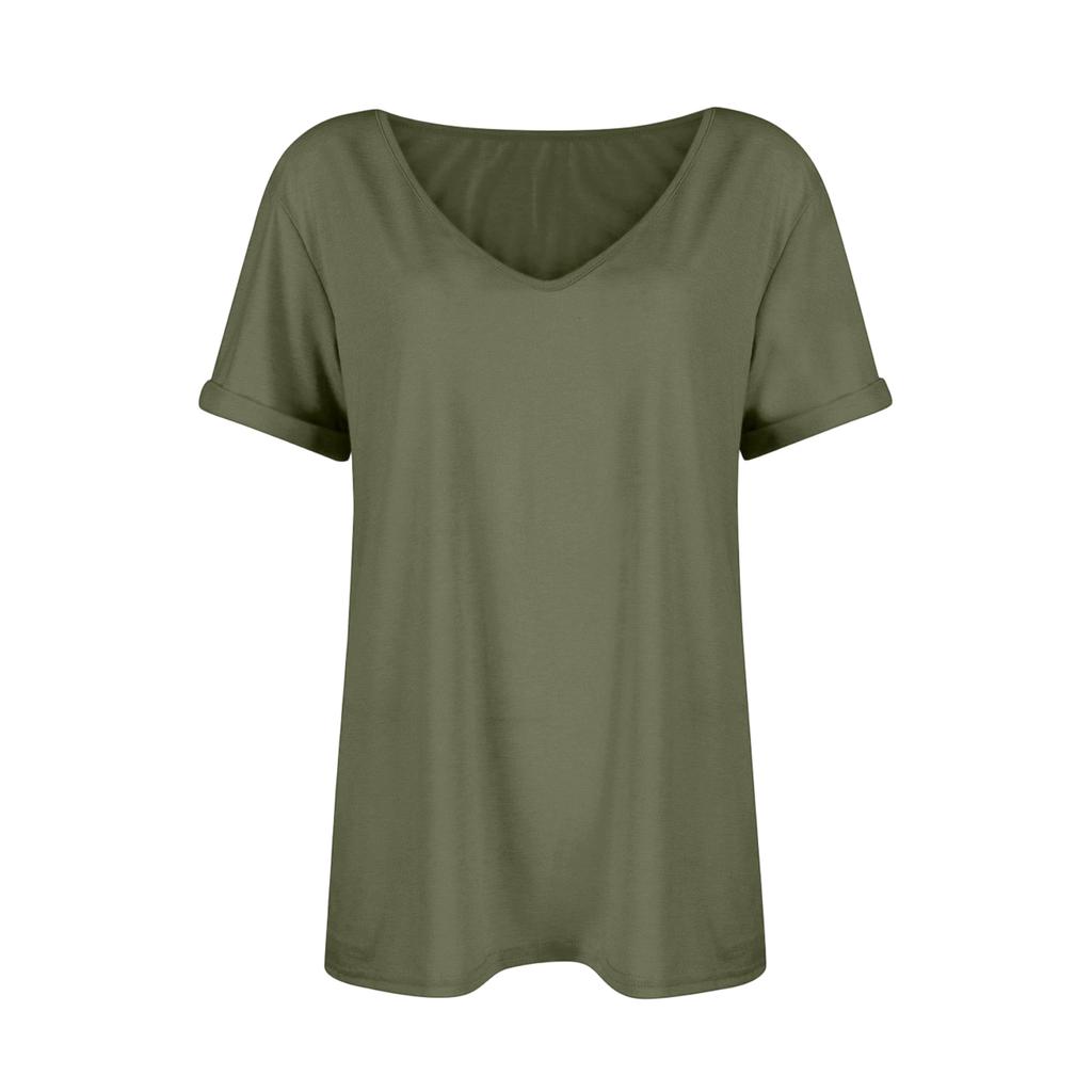 Women's Fashionable Deep V,neck Short,sleeved Color Casual Loose Top