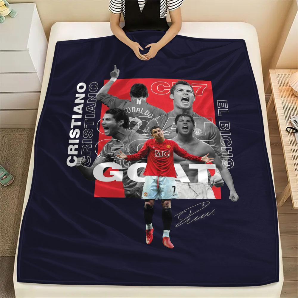 1PC CR7 Patterned Flannel Blanket Suitable For All Seasons for Home Decor Warmth and Comfort Gifts Holiday Present