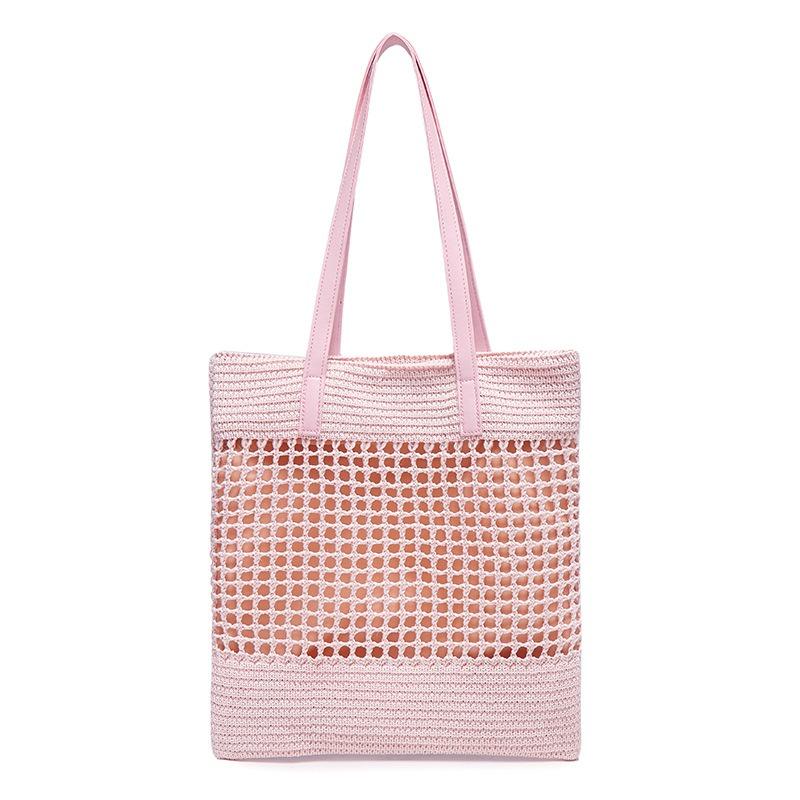Summer Hollow Woven Handbag Temperament Sweet Women Shoulder Satchel Casual Large Capacity Shopping Bag