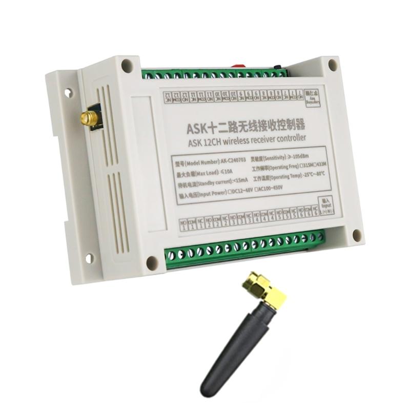 

12CH 433mhz Wireless Pump Motor Remote Control Switching 12V-48V Receiver Transmitters for Lights/Water Pump/Motor