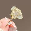 Rose Brooch with Diamonds Dazzling Alloy Lapel Pin Fade Resistant Exquisite Flower Pin for Daily Wear And Holiday