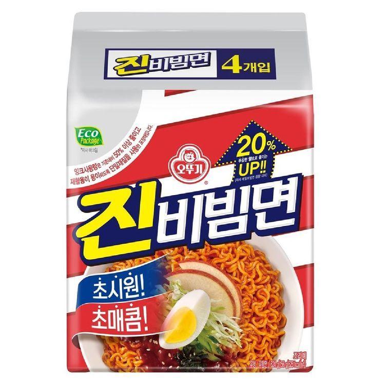 Ottogi Jin BibimMyon 156g x 4ea / Refreshing spicy flavor, Korean Noodle, Kfood, Authentic Korean Food 156g x 4ea