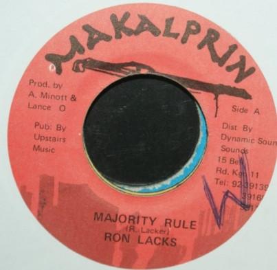 

7inch Record RON LACKS Majority Rule NONE Makalprin Jamaica Reggae Ska Dub Used