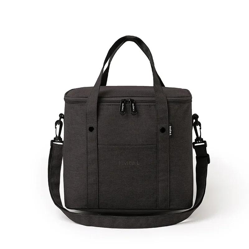 

Сумка для обеда для мужчин/женщин, большая многоразовая коробка-холодильник с плечевым ремнем, сумка-холодильник для кемпинга и пикника для подростков и рабочих чёрный