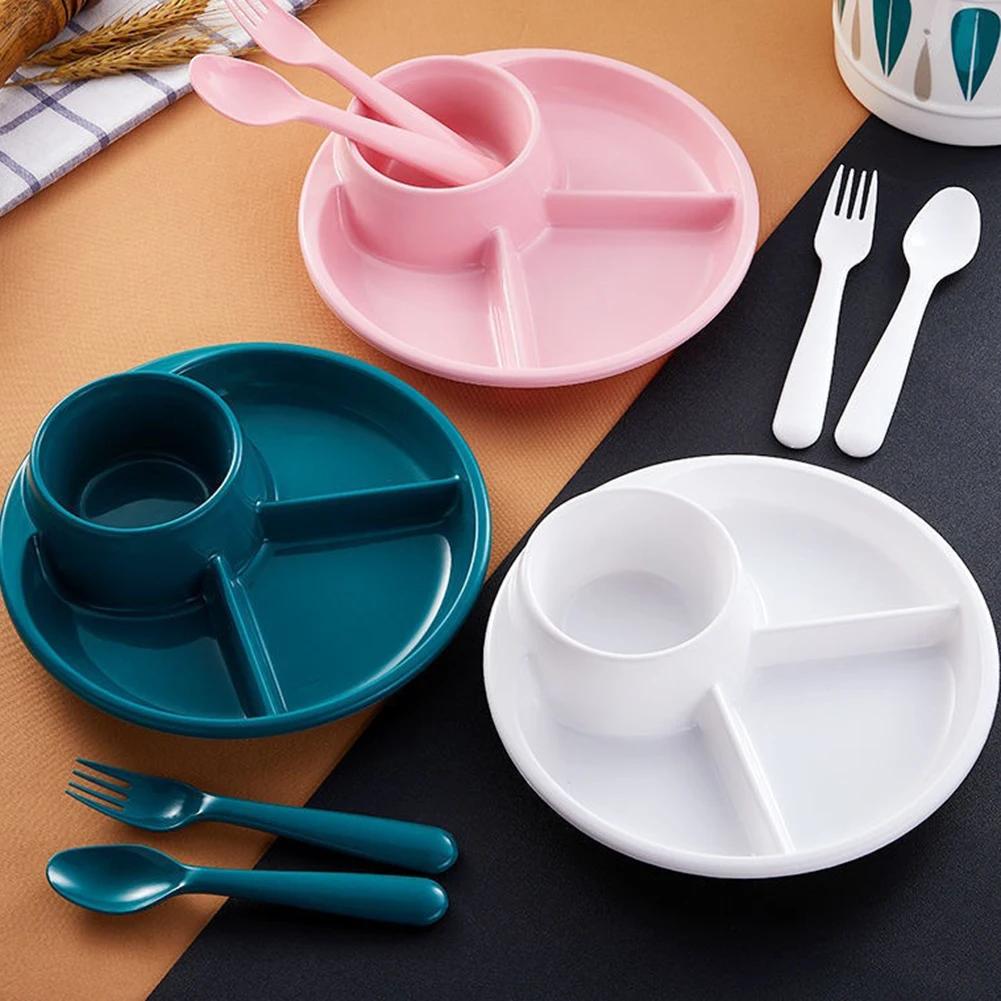 Creative Grid Plate Food Grade Material Quantitative Weight Loss Meal Children High and Low Temperature Resistant Tableware Set