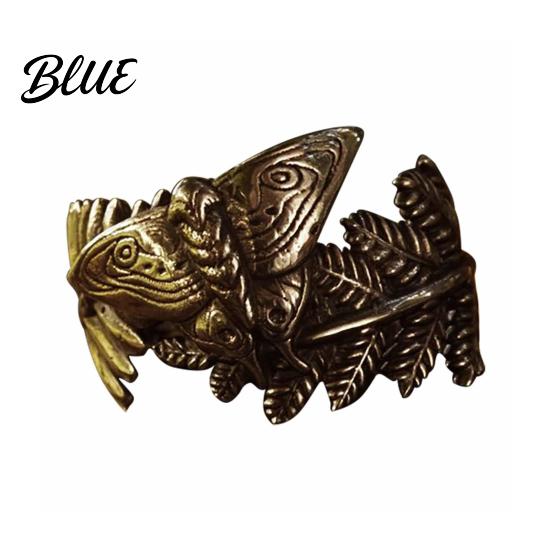 Fully Adjustable Ring Moth And Fern Handmade Vintage Insect Animal