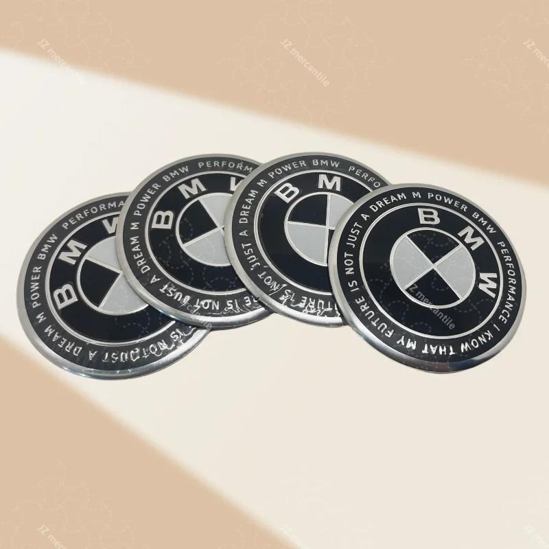 4Pcs 70mm wheel hub center cover sticker. Suitable for BMW 5/7/8 series and M models, aluminum alloy hub badge patch accessories