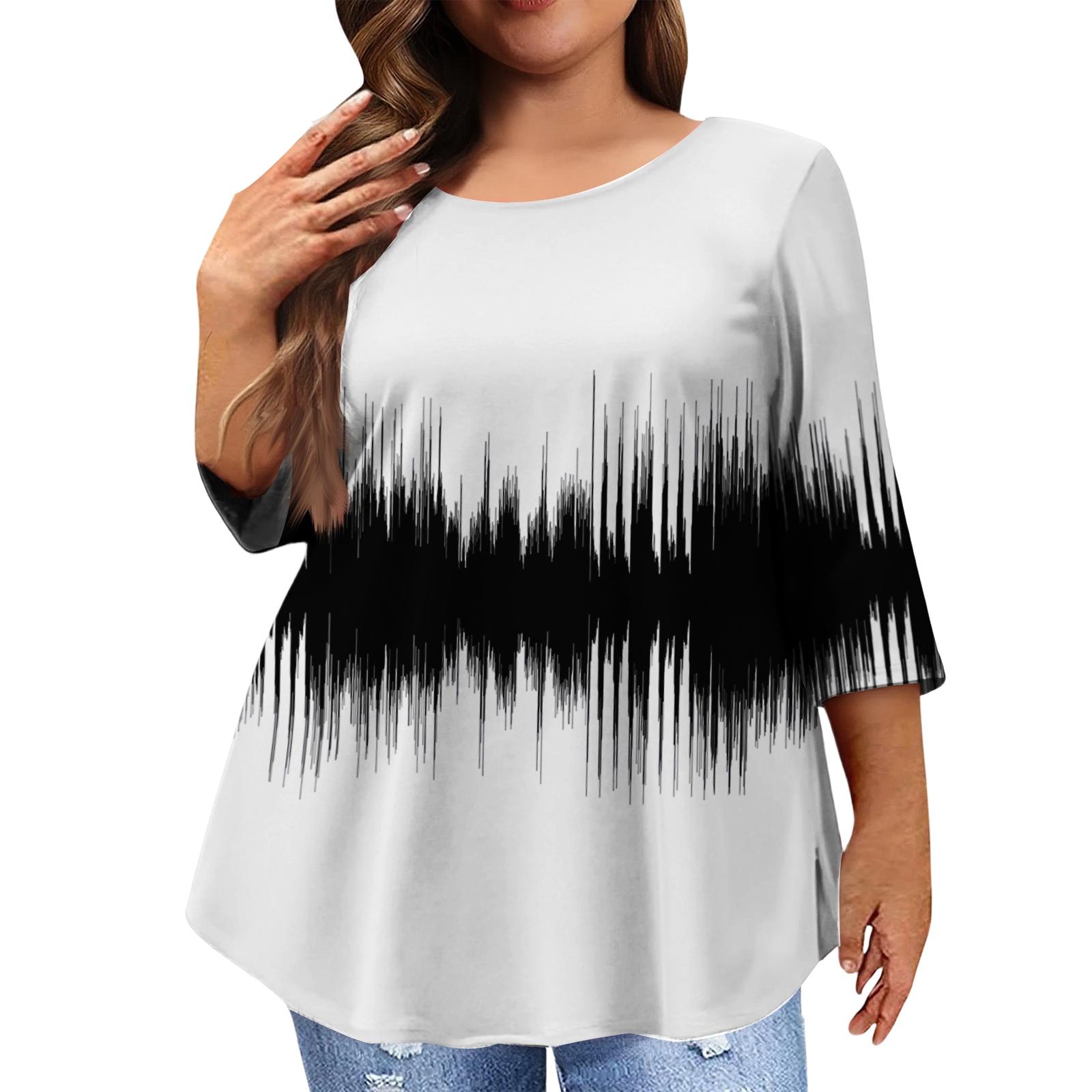 

Women s Fashion Casual Round Neck 3/4 Sleeve Oversized Top XL білий
