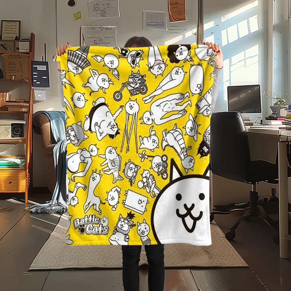 1PC THE BATTLE CATS Print Flannel Blanket, High quality Comfortable for All Seasons, Home Decor, Warmth and Comfort, Perfect for Christmas Gifts207