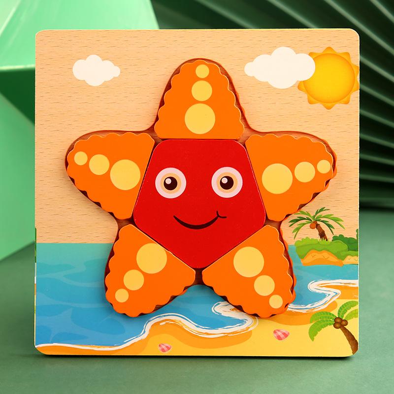 High Quality 3D Wooden Puzzle Baby Cartoon Animal Traffic Jigsaw  Early Learning Cognition Game Puzzle Toys for Children