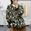 Sweaters Flower Coat Cardigan Autumn Women Print O-Neck Bat Sweaters Knitting Loose Sweater Green