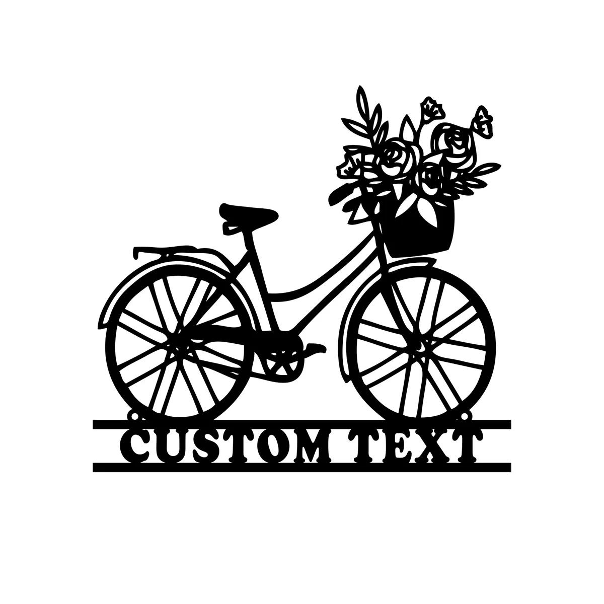 

Vintage Bicycle Flower Metal Wall Art Tin Sign, Home Decor Gift for Her чёрный