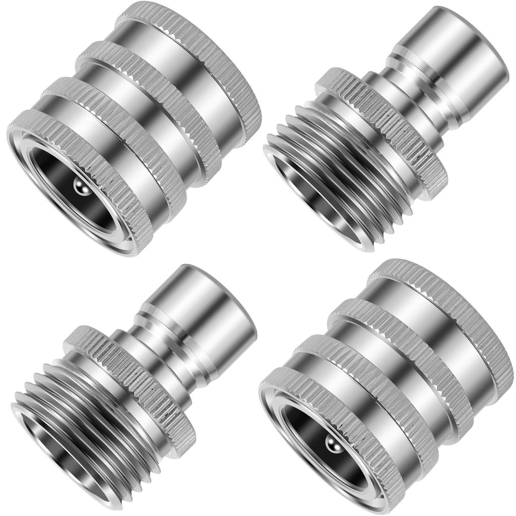 8/4PCS 3/4in Garden Hose Quick Connect Water Hose Fitting Stainless Steel Female and Male Connector Pressure Washer Pump Adapter