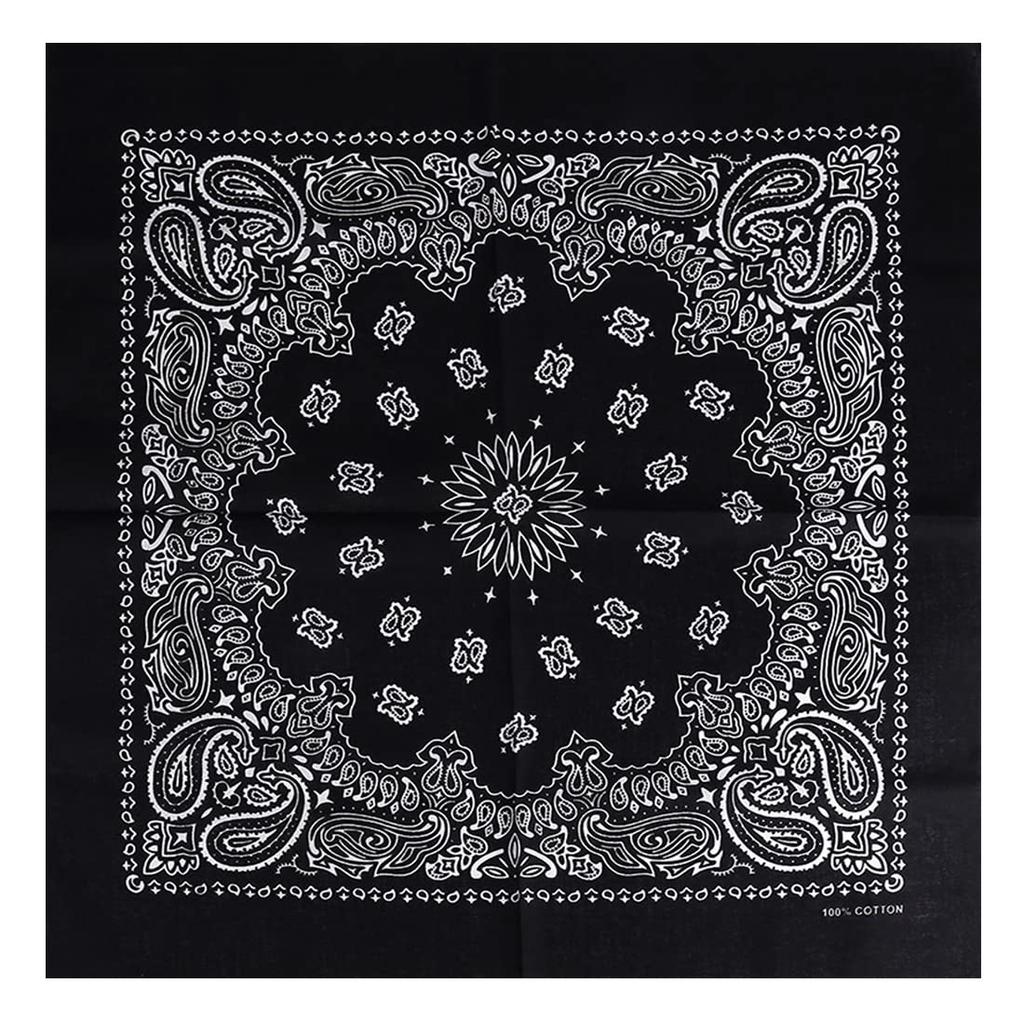 Trifong Bandana Black Paisley Unisex 100% Cotton 55cm X 55cm KC-E