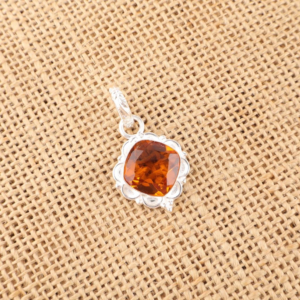 Citrine Gemstone 925 Sterling Silver Jewelry Handmade Pendant 1.50" Gift For Mom PP-2-9