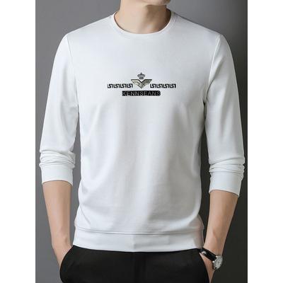 Autunno Nuova T-shirt a Maniche Lunghe da Uomo Girocollo Maglia Base Tinta Unita Marca alla Moda Maglietta Piccola Stile Coreano Moda Top Versatile