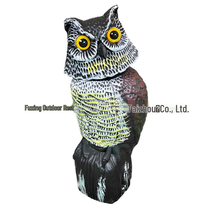 Garden Owl Bird Repellent Ornament - Realistic Head-Turning Design for Outdoor Decoration