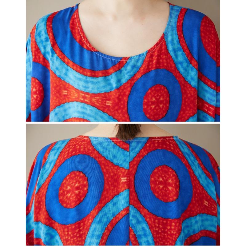 DIMANAF Sukienka Damska Letnia Nowość 2025 Plus Size Podstawowa Casualowa Długa Modna Luźna Vintage Plażowa Sukienka