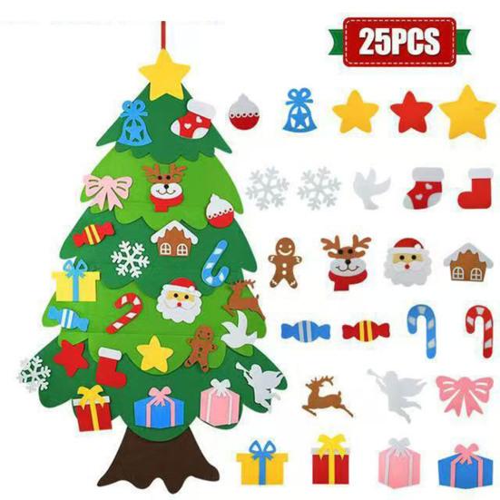 DIY Felt Christmas Tree with Detachable Ornaments Interactive Holiday Activity for Kids to Develop Motor Skills Wall Hanging Decor for Bedroom