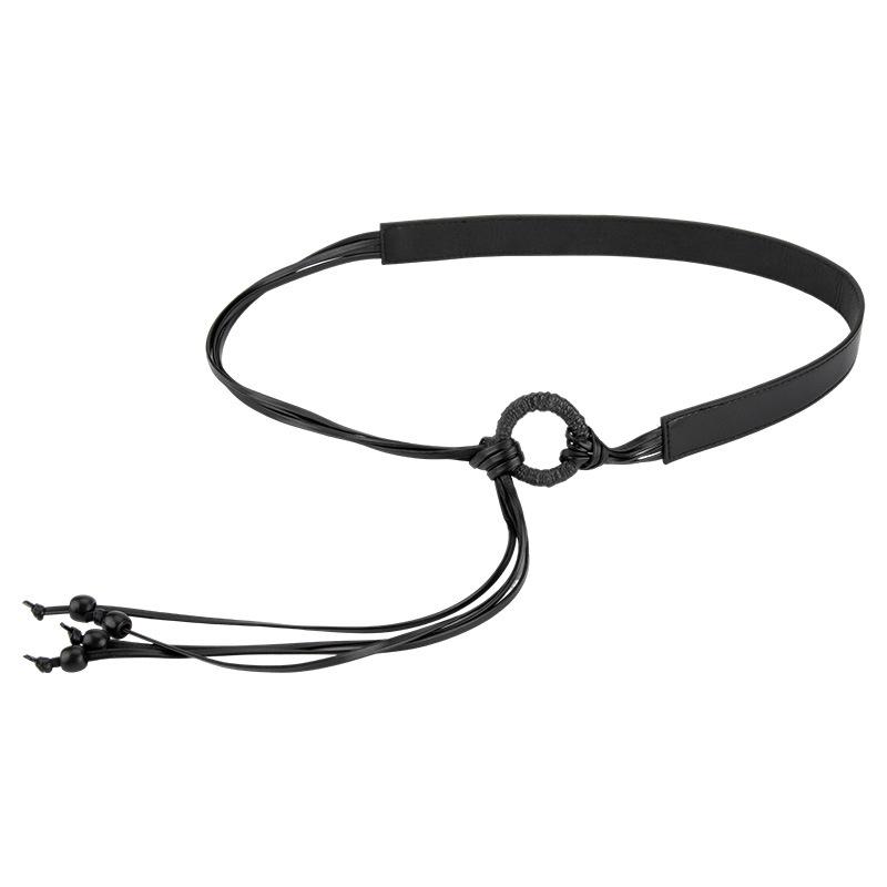 

Модный вязаный женский пояс с бисером и кисточками, с чувством дизайна, для украшения платья, с узлом для завязывания, поясная цепочка для женщин