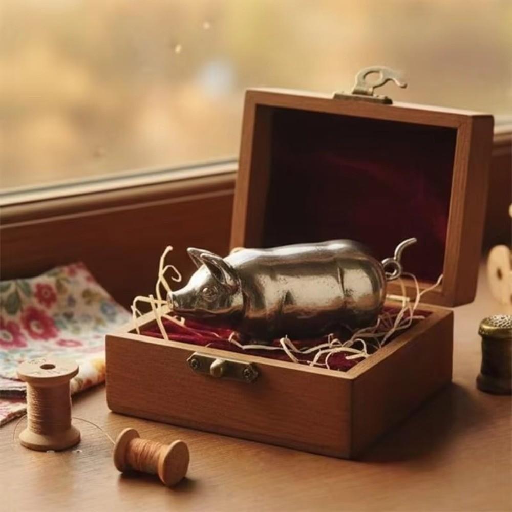 Metal Pig Statue Tape Measure Unique Decorative Tape Measure Pig Mini Tape Measure Tailoring Use