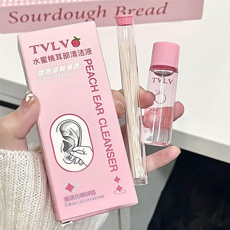 

Pierced Ear Cleaning Set Solution Peach Flavor Floss Cotton Thread Ear Hole Aftercare Tool Kit Disposable Earrings Hole Cleaner onesize