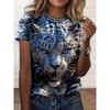 Summer Round Neck 3D Animal Print Top Fashionable Casual Short Sleeved Women's T-shirts