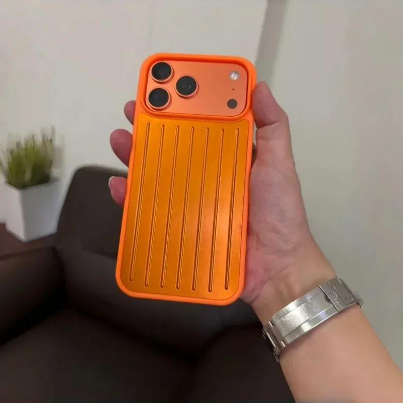 Minimalist Metal Ice Sensing Backplate Luxury Bussiness Sle Luggage Case for IPhone 17 Pro Max 16 15 Pro 14 13 Aluminum Shockproof Protective Case