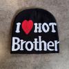 Fashion Heart Letter Pattern Neutral Warm Knitted Hat For Autumn Winter And