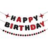 Red and Black Happy Birthday Banner Glitter Garland for Black and Red Decorations Happy Birthday Decorations for Women Men Boys Girls 25st 30st 40st