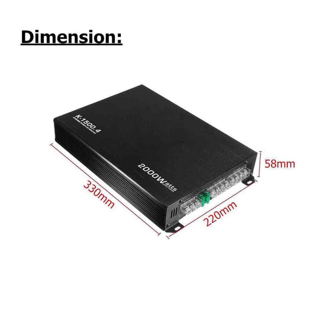 4 Channel Car Audio Amplifier 2000W High Power Amp. 12 V Four Way Stereo Power Amplifier Class A B
