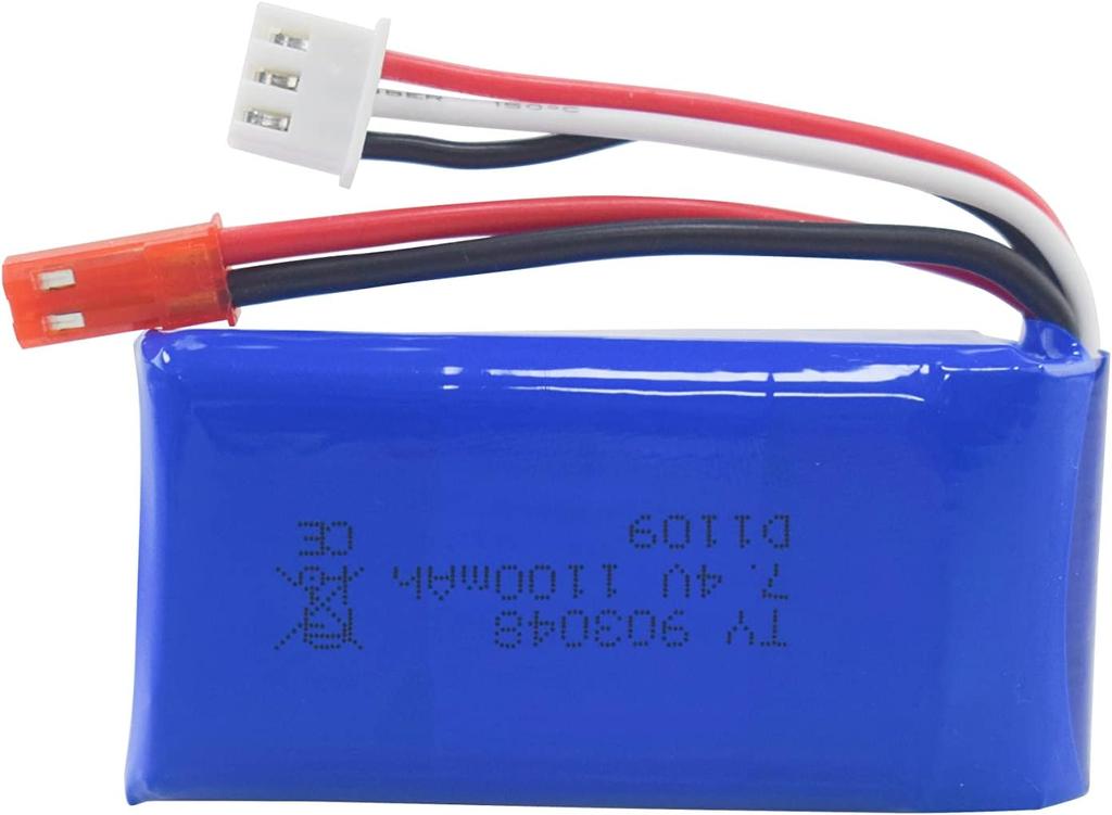 2× 7.4V 1100mAh LiPo Battery Kit with Charger – Compatible with WLtoys A949, A959, A979, K929 – High Capacity – Blue